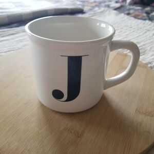 Pottery Barn | White Monogram J Ceramic Mug